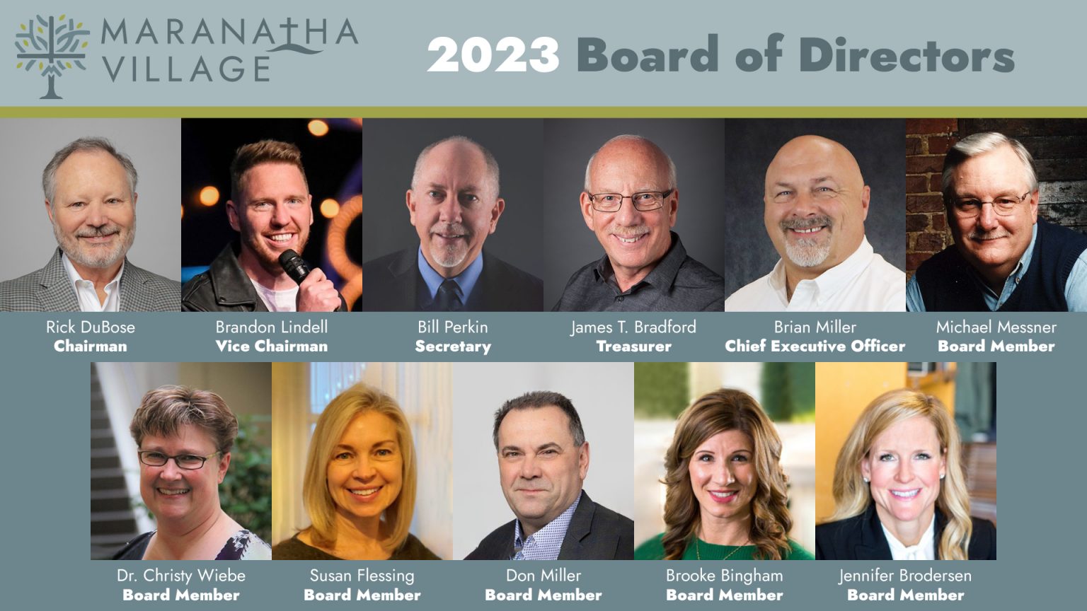 Maranatha Village's 2023 Board of Directors